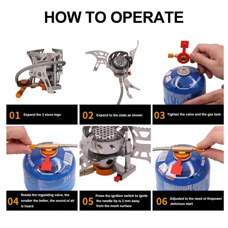 Windproof Camp Stove 3900W Backpacking Stove Compact Collapsible Windproof Backpacking Stove For Outdoor Backpacking Hiking