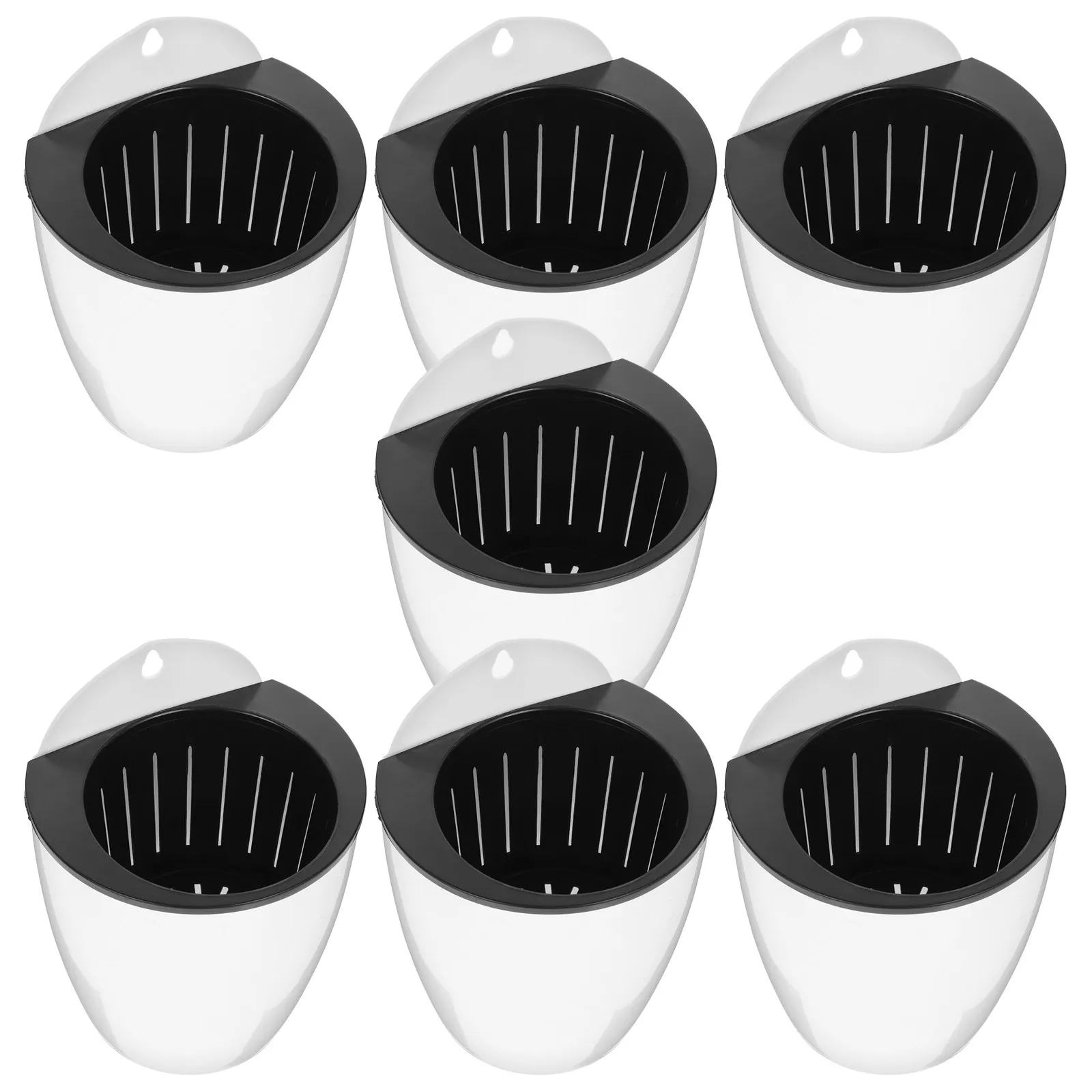 7Pcs Wall Mounted Planters Self Watering Flower Pots Indoor Outdoor Plant Containers Round Plastic Plant Pot Succulent Herb
