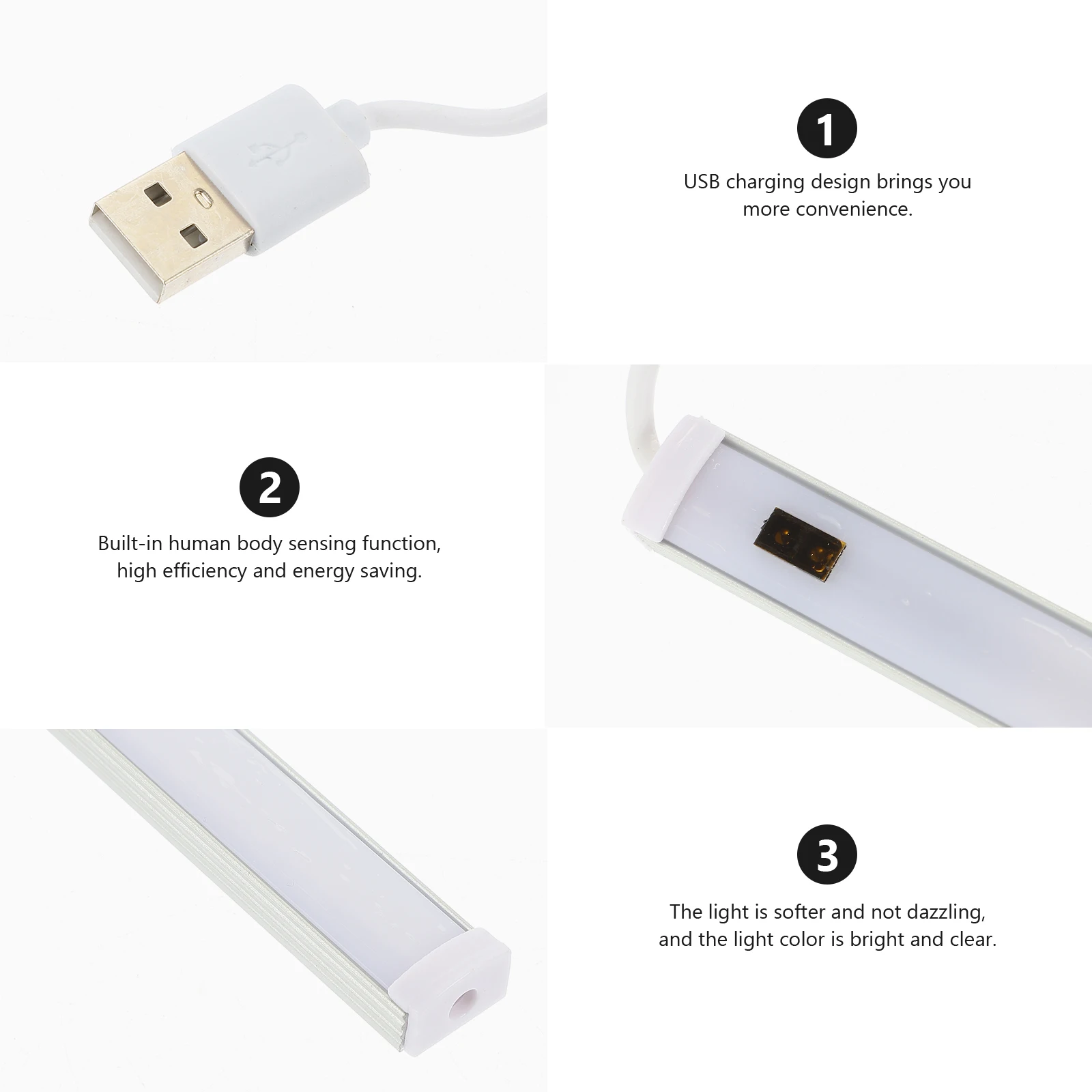 2Pcs LED Sensor Cabinet Lights Rechargeable Motion Induction Lamp for Closet Kitchen Bathroom Under Cabinet LED Lamp