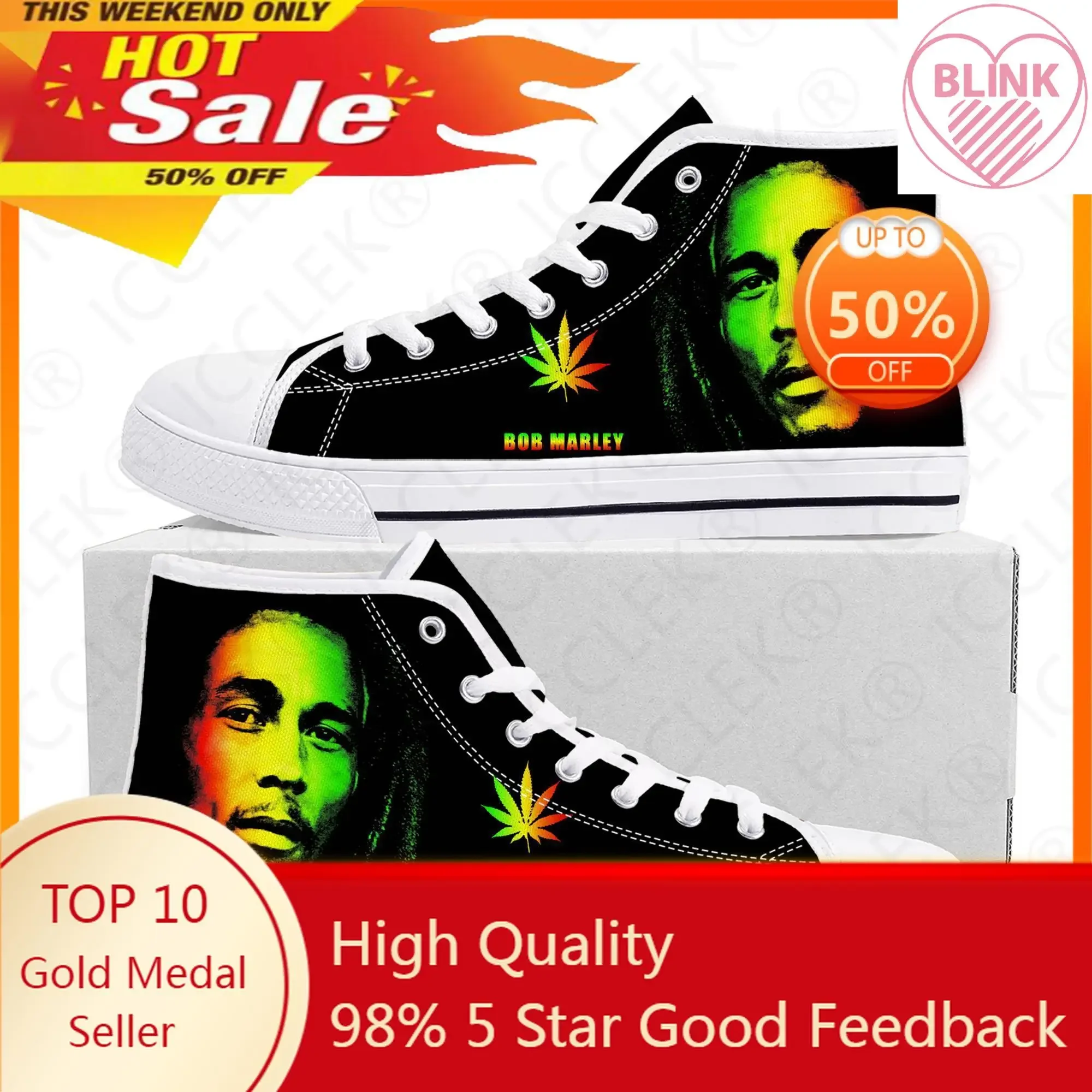

Legend Bob Marley Reggae Rasta Music Rock High Top Sneakers Mens Womens Teenager Canvas Sneaker Casual Couple Shoes Custom Shoe