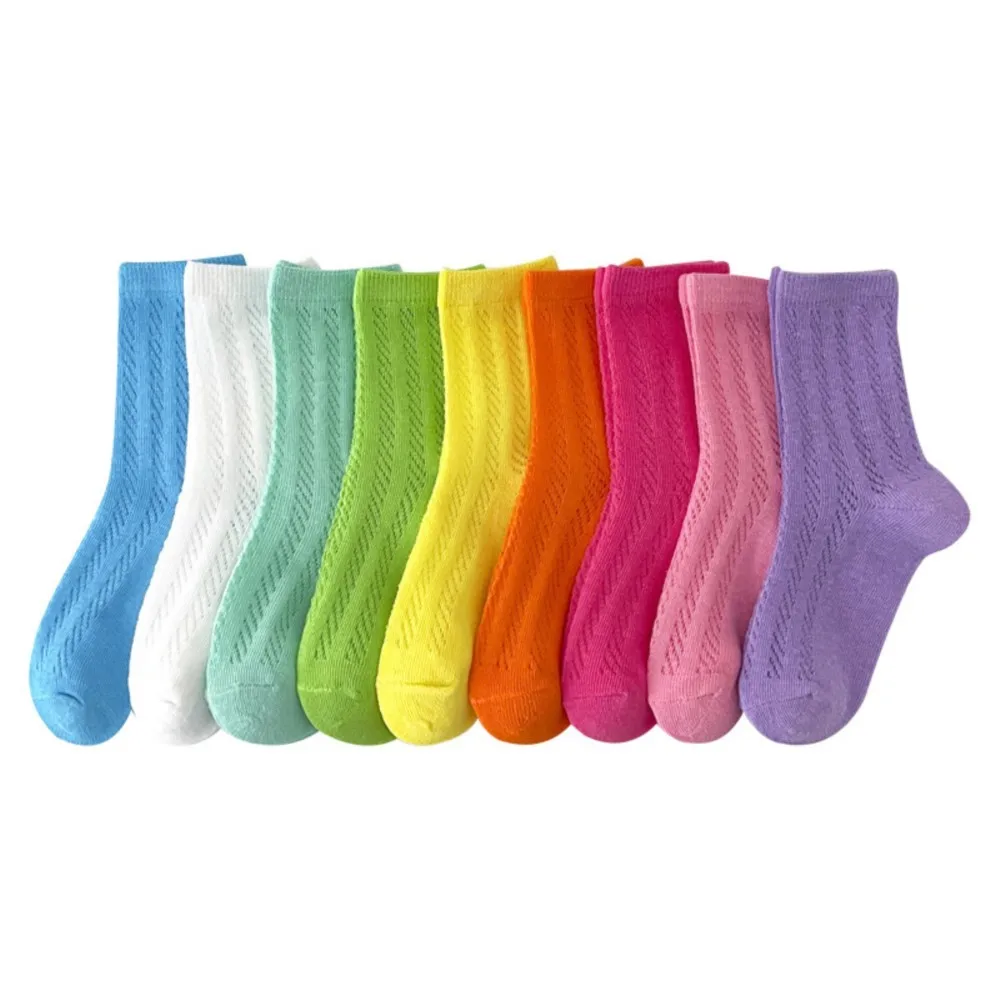 Children's socks thin solid color cotton socks Boy girl summer breathable mesh socks baby girl's socks Kids calcetines