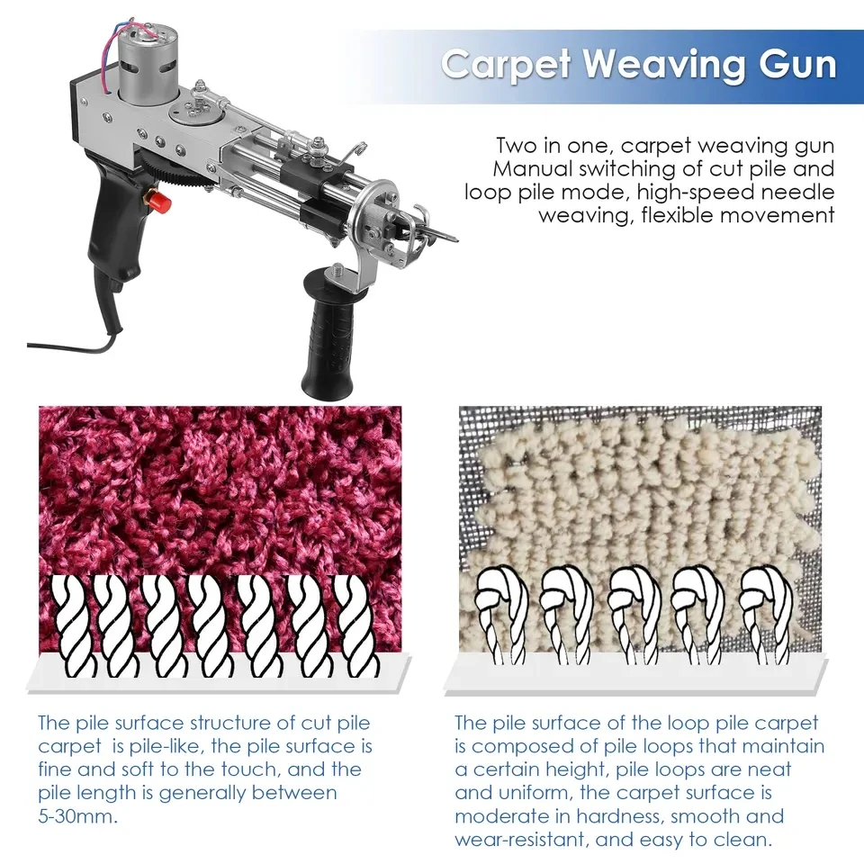 Электрический ручной тафтинговый пистолет 2 в 1, машина для плетения ворса с петлями ковров