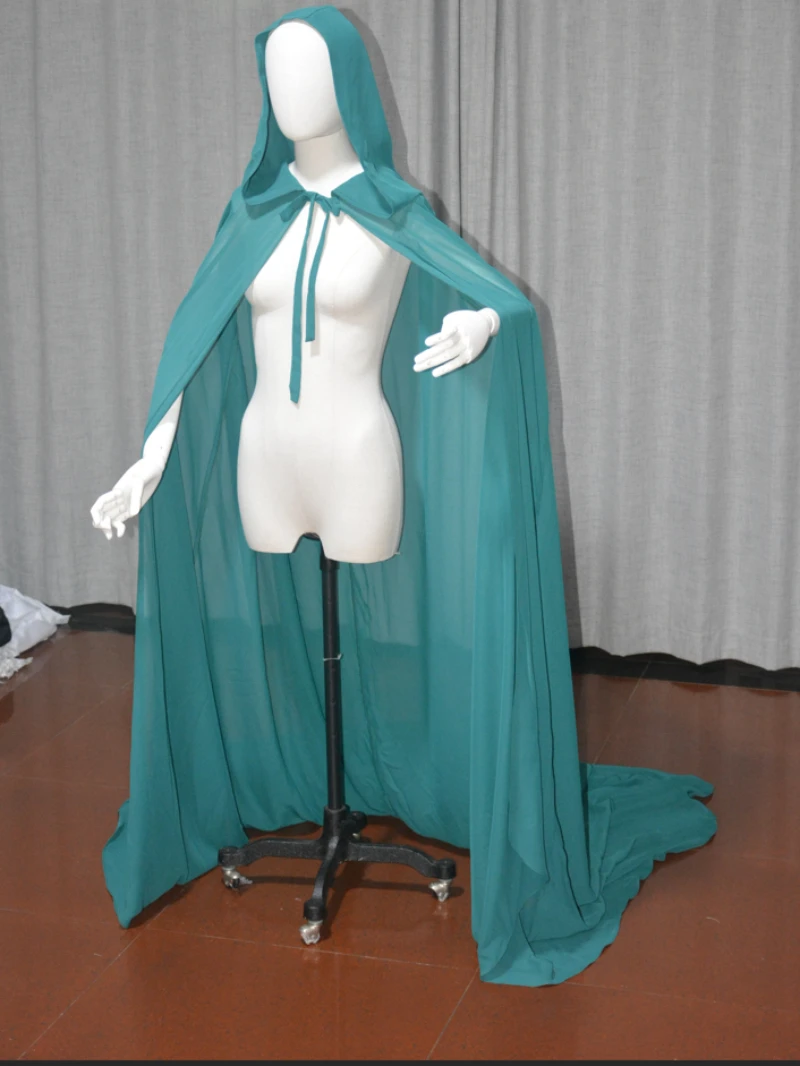 Elf attire Hooded Chiffon cloak, Christmas gift Bridal cape custom plus size