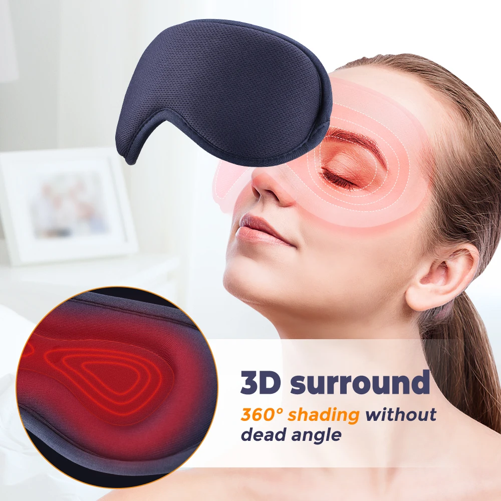 3D Electric Heating Eye Mask Breathable Hot Compress Eyeshade Temperature Control Eyecover Dry Tired Eyes Hot Pads Sleep Aids