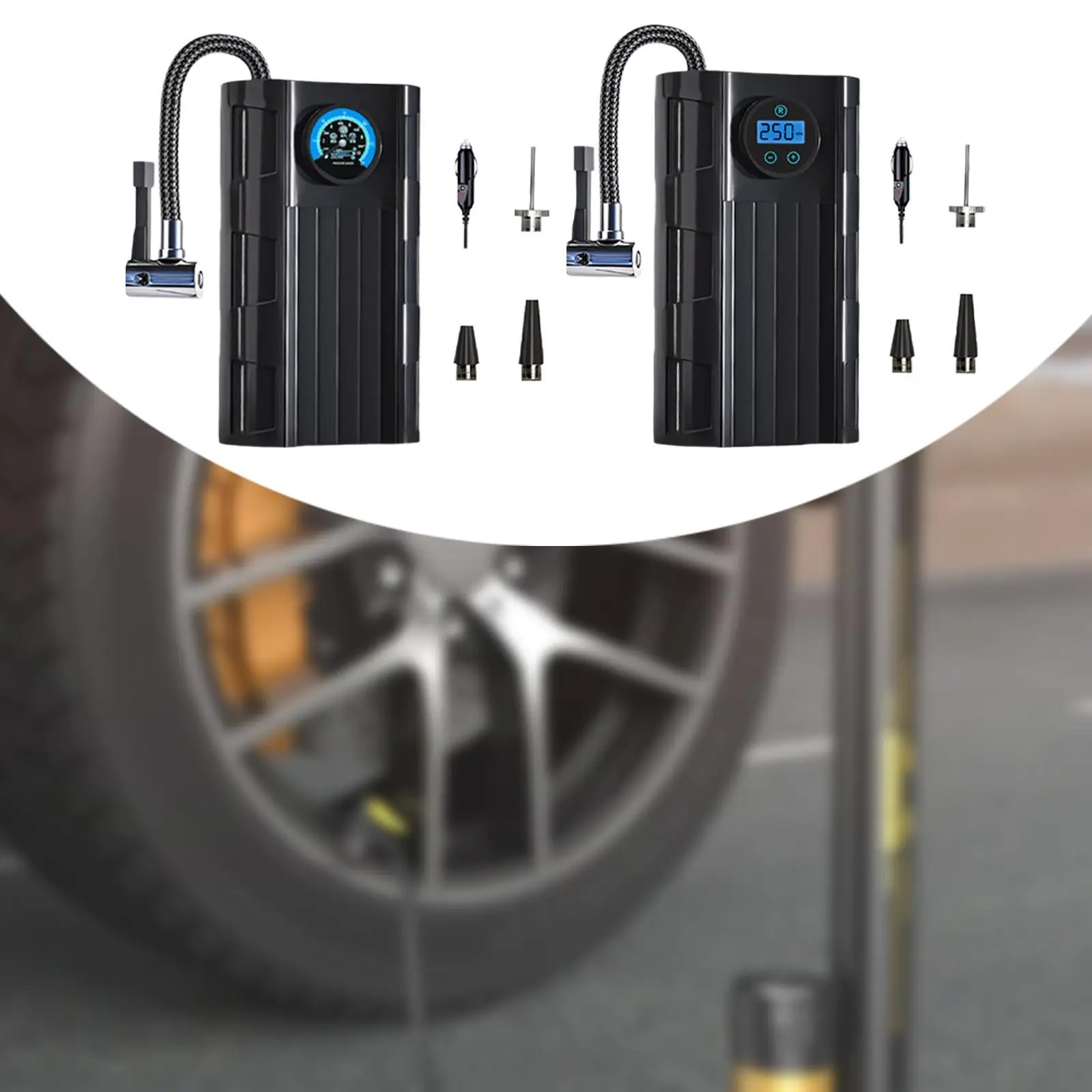 

Автомобильный насос для накачивания шин, портативные воздушные компрессоры, Plug and Play, многоцелевой электрический воздушный насос с автоматическим отключением для шин для мячей