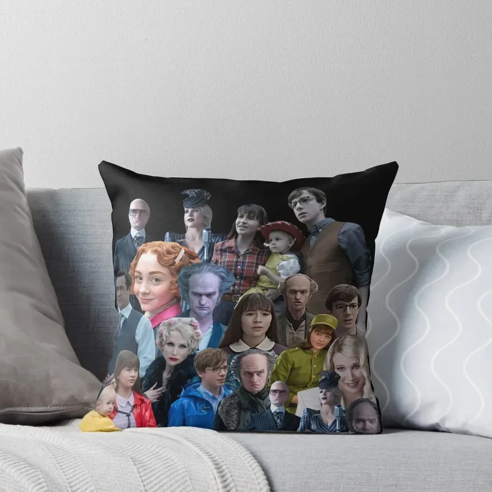 A series of Unfortunate events Mash Up, Packs, Collections, Sets, Montage, Bundle, Collage, Mix, ASOUE season 3 Throw Pillow