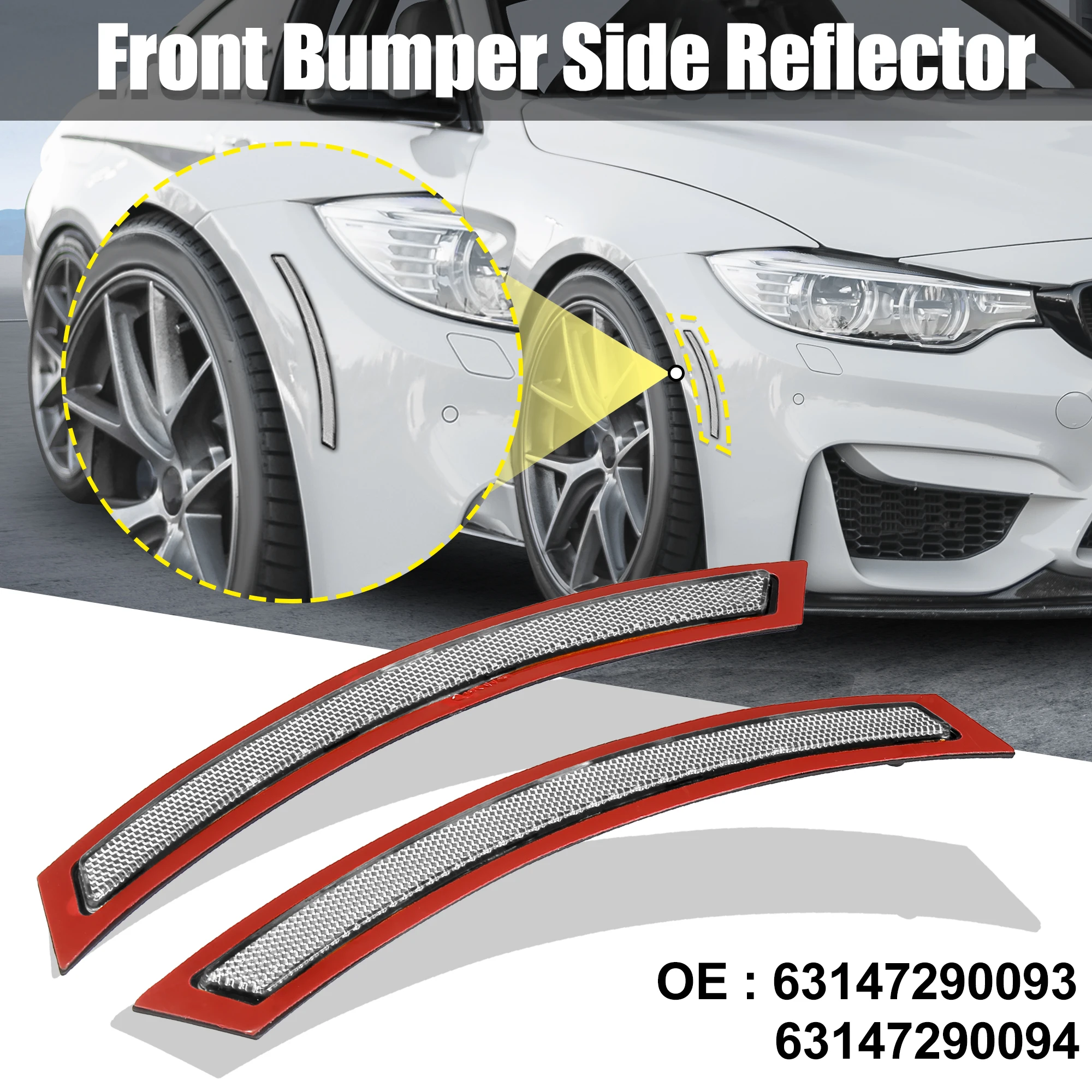 X Autohaux Car Front Bumper Reflector Side Marker 63147290093 63147290094 For BMW F15 F85 X5 M 2014-2017 Replace Accessories