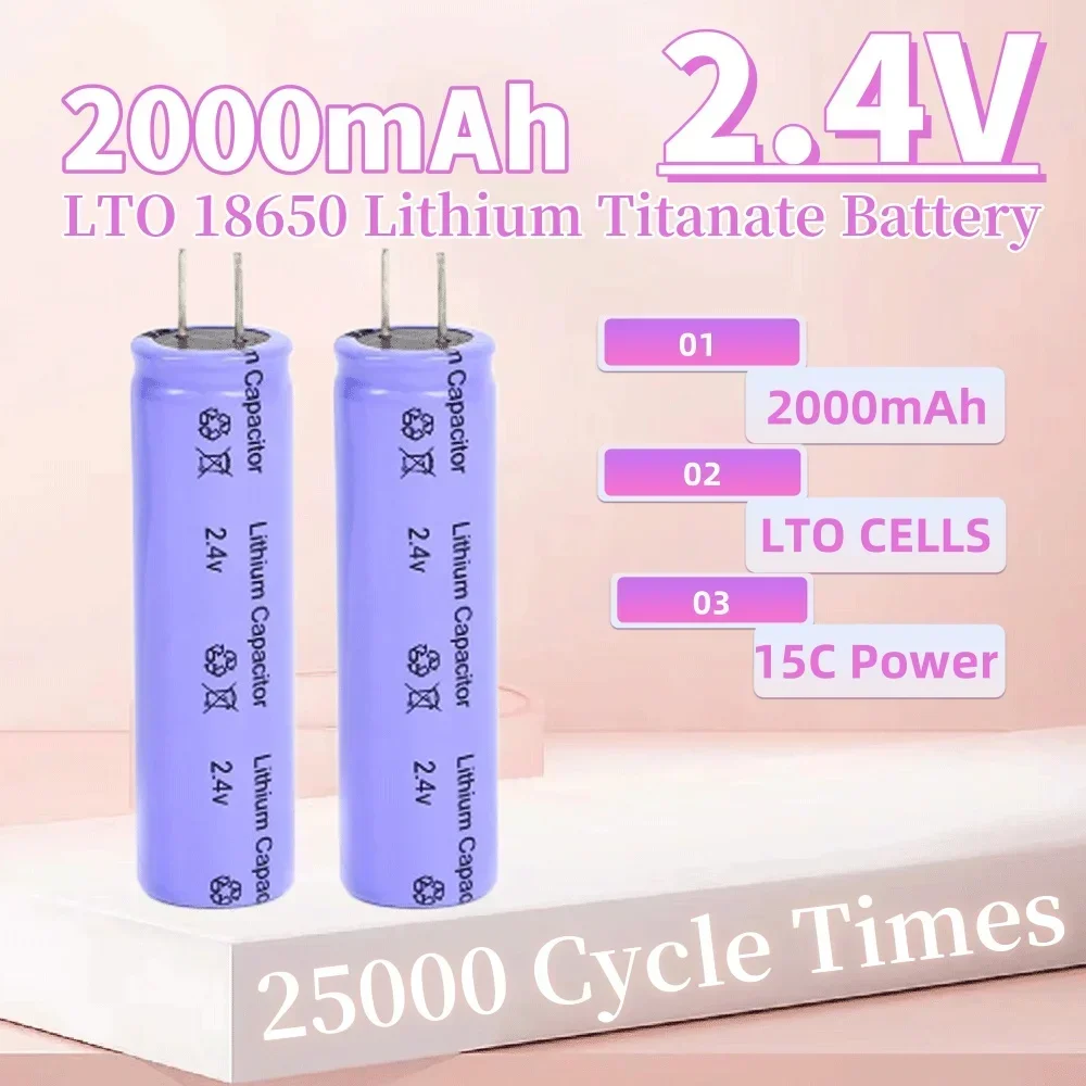 

100% Newest 2.4V 2000mAh LTO 18650 Lithium Titanate Battery Cell