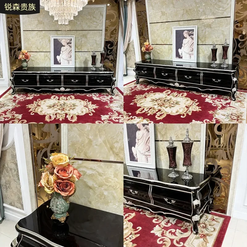 For French Solid Wood TV Cabinet European Style Small Apartment Locker Bedroom Floor Cabinet Aisle Storage Furniture Noble