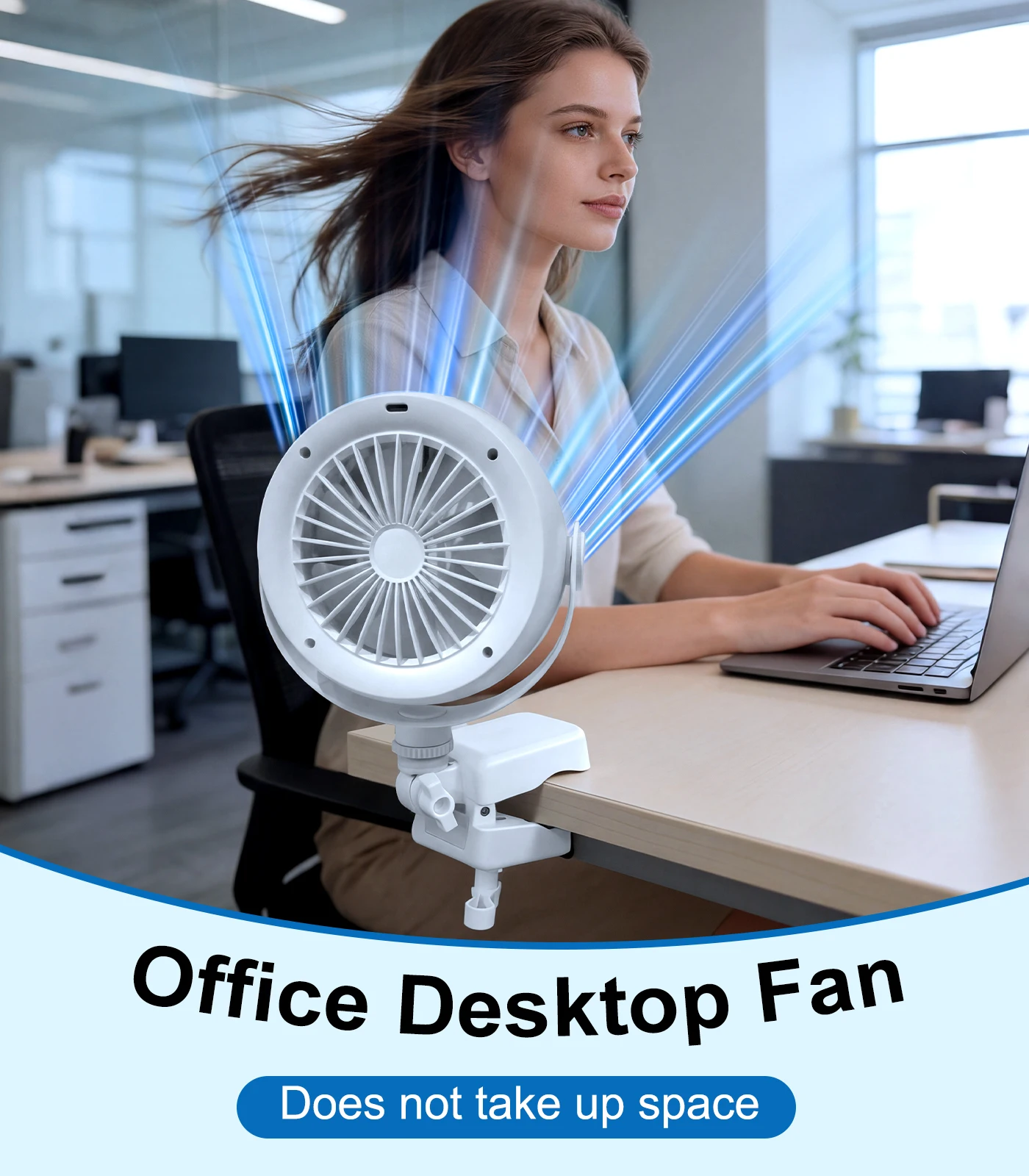 

Eary 4000mAh Desktop Fan 4 Speeds 3 Levels Night Light 360 Rotate Baby Fan for Stroller Crib Portable Office Silent Clip-on Fan