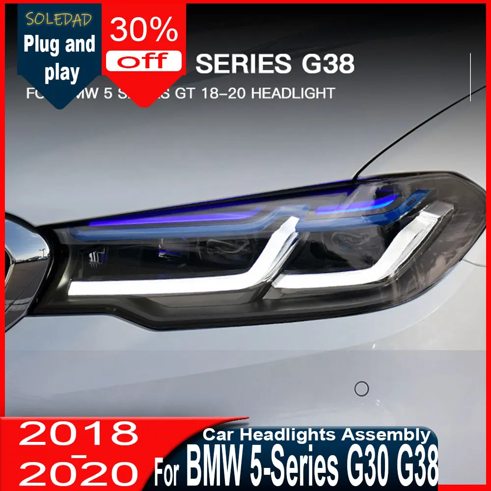 

2pcs Head Lamp For BMW G30 G38 2018 2019 2020 5 Series Auto Headlight Assembly Upgrade M5 Front Bumper Accessories