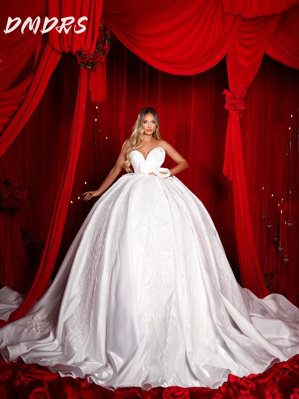 Charming Sweetheart Wedding Dress 2025 Romantic Sleeveless Bridal Gown Formal Shiny Satin Floor-length Gown Customized