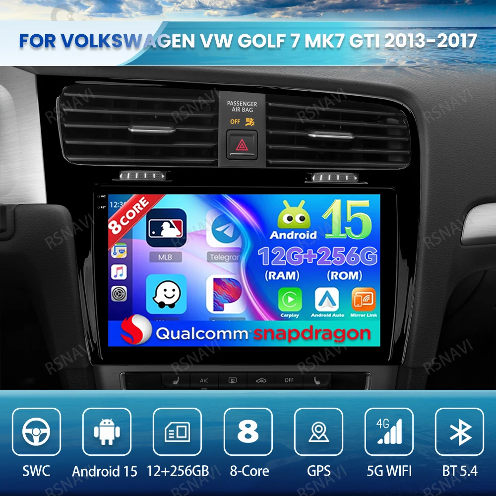 

Android 15 Car Radio For Volkswagen VW Golf 7 MK7 GTI 2013-2017 4G LTE Stereo Navigation Qualcomm Head Unit 5G WIFI QLED GPS BT