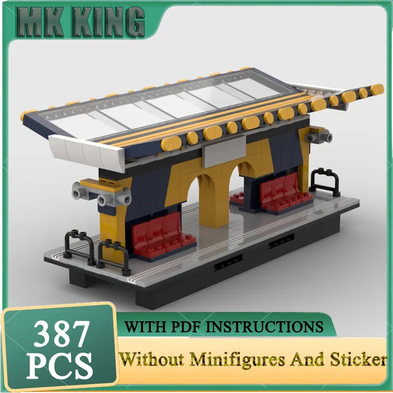 

City Street View Series Moc Building Bricks Train Stop Model Building Technology Modular Railway Block DIY Holiday Toy Gifts