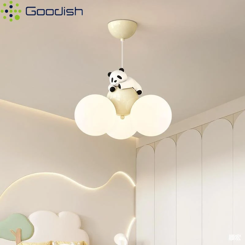 Mignon ours bulle boule lustre nordique pendentif LED lumières pour salon enfants fille chambre moderne décor à la maison lampe suspendue