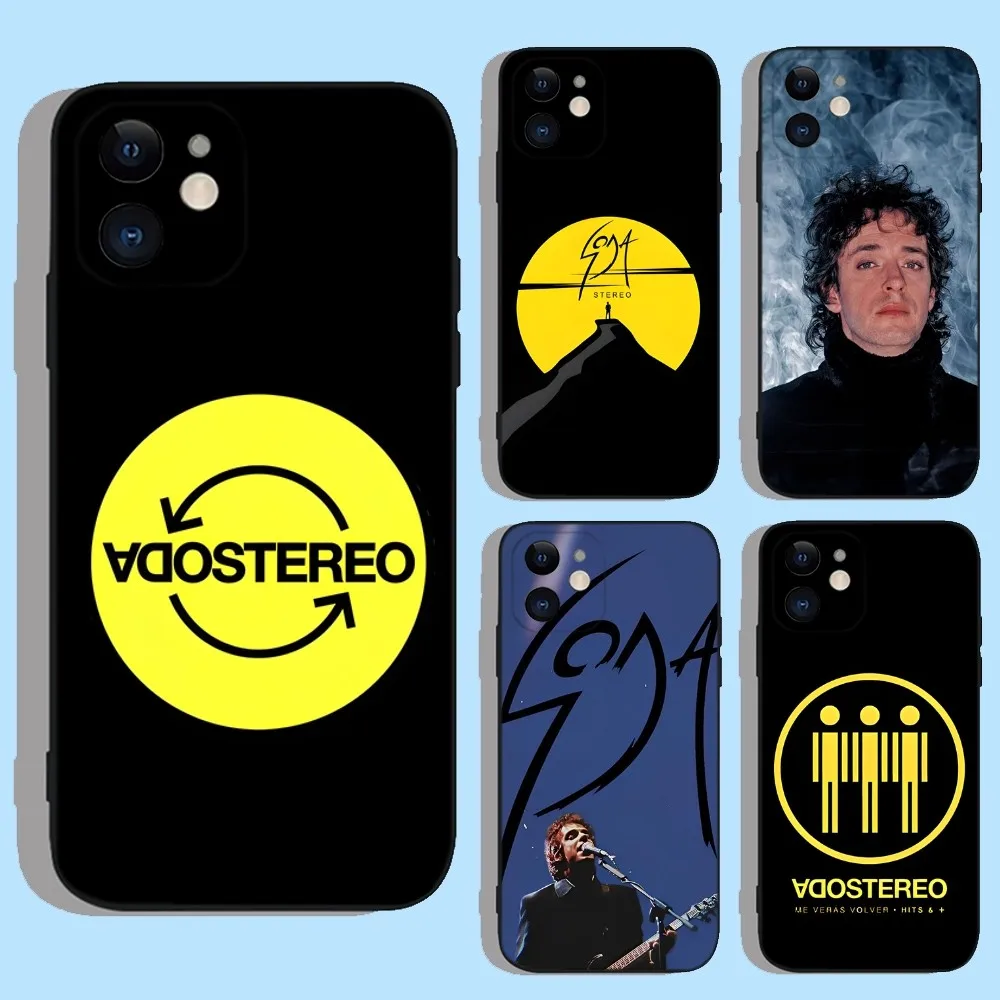 

SODA STEREO Band Phone Case For Apple iPhone 15,14,13,12,11,XS,XR,X,8,7,Pro,Max,Plus,mini Silicone Black Cover