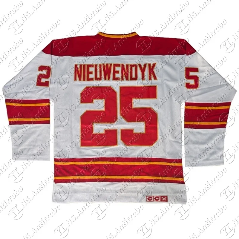 เสื้อเจอร์ซีย์ Jarome Iginla ทีมแคนาดา คาลิการ์ รุ่นเรโทร ฮอกกี้น้ำแข็ง เบอร์ 25 Joe Nieuwendyk เสื้อยืดกีฬาเย็บทั้งตัว ไซส์ผู้ชาย สไตล์อเมริกัน