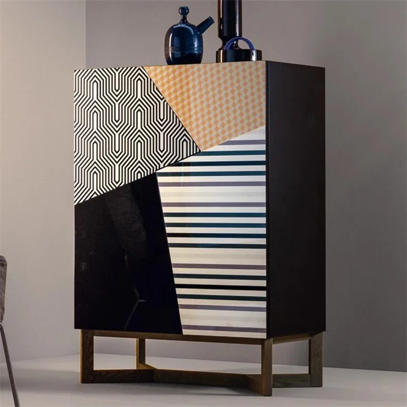 

56Modern minimalist art design side cabinet, Nordic light luxury hand-painted sideboard