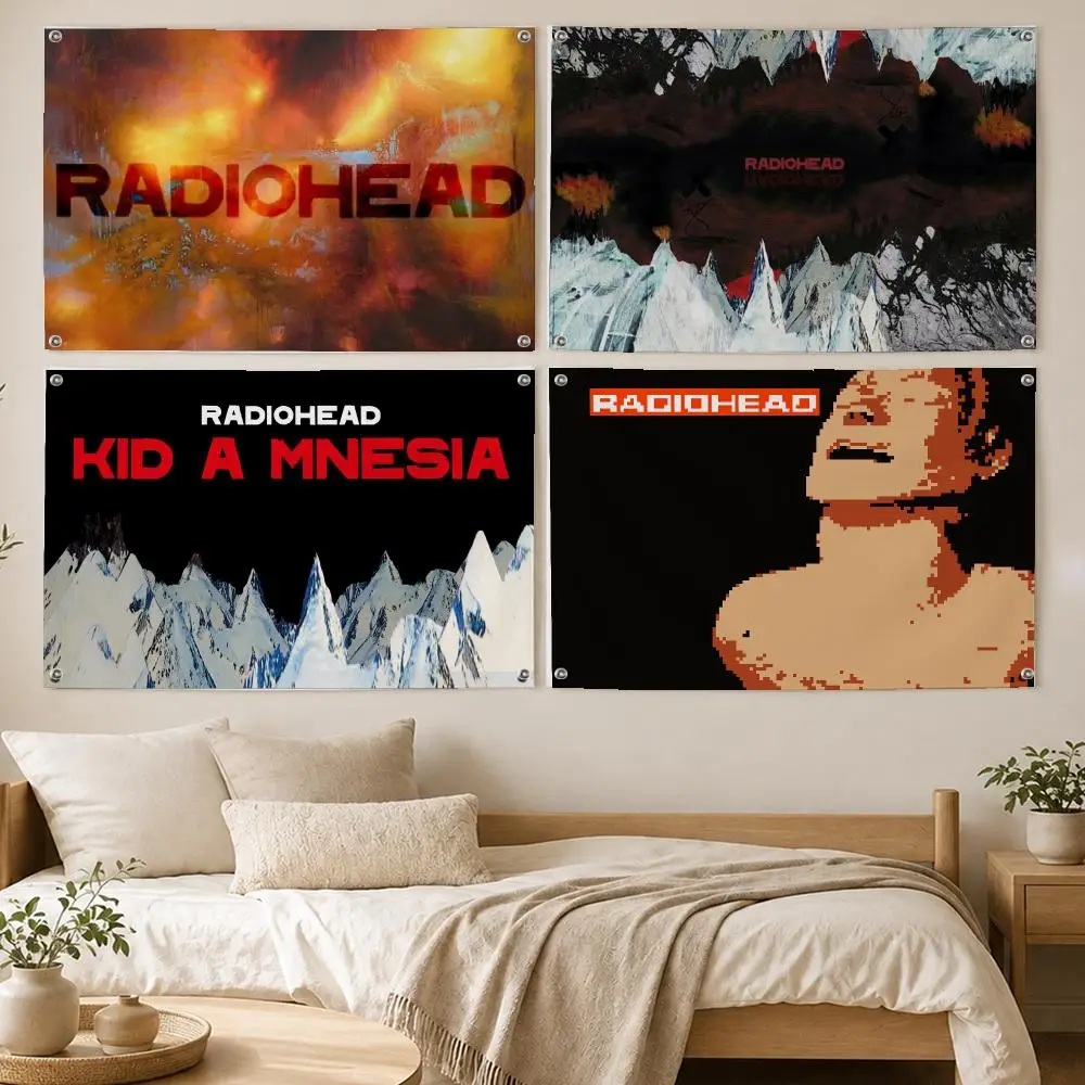 Radiohead Alt Rock Band Flags Room Bedroom Home Outdoor Wall Hanging Concert Printed Background Decoration Art Banne
