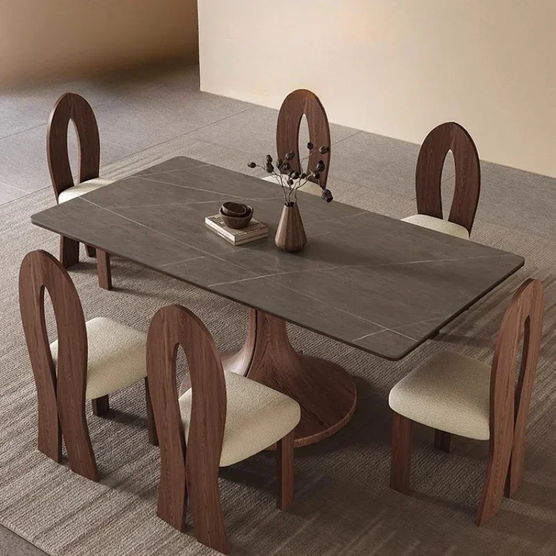 الشمال الحديثة البساطة نمط فاخر خشب متين لائحة طاولة طعام غرفة الطعام كرسي مكتب طاولة طعام الأثاث مستطيلة #1