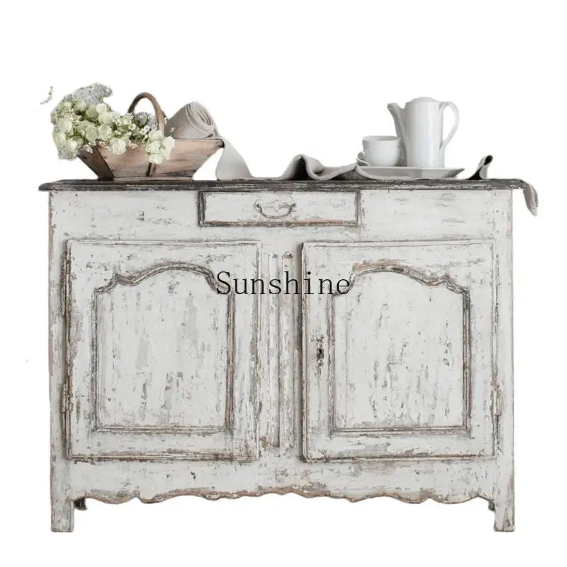 

Furniture French side cabinet retro and old porch solid wood hand-carved storage decoration