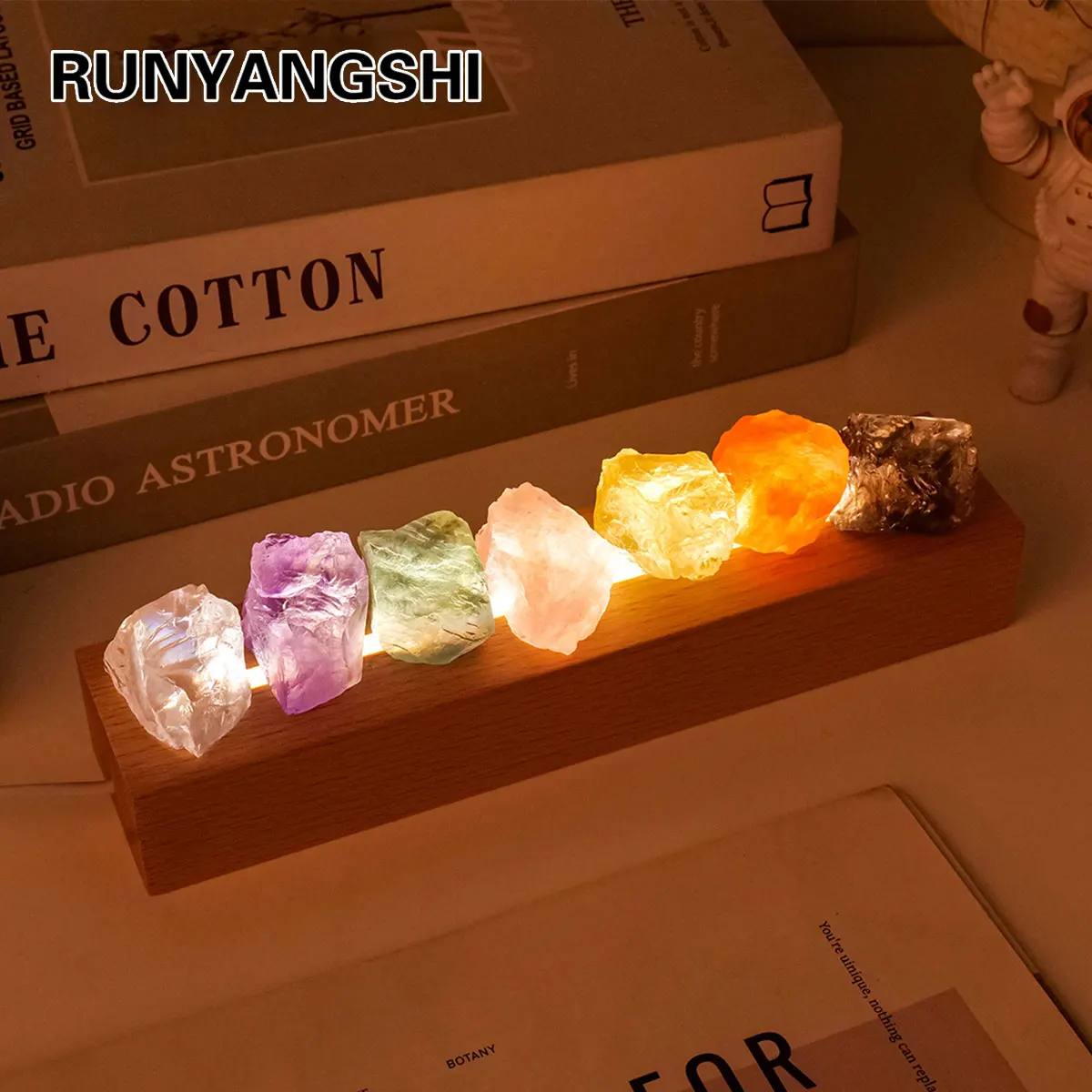 Lámpara de deseos de cristal de piedra rugosa Natural, luz de escritorio USB regulable con interruptor, decoración de cristal para el hogar/oficina, 1 ud.