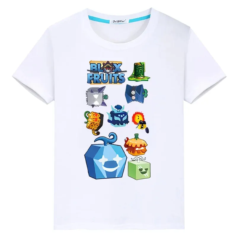 

l2025l Хэллоуин Новая игра Blox Fruits Короткие топы Футболка из 100% хлопка для детей мальчиков 10 лет аниме футболки гордость футболка y2k цельный k