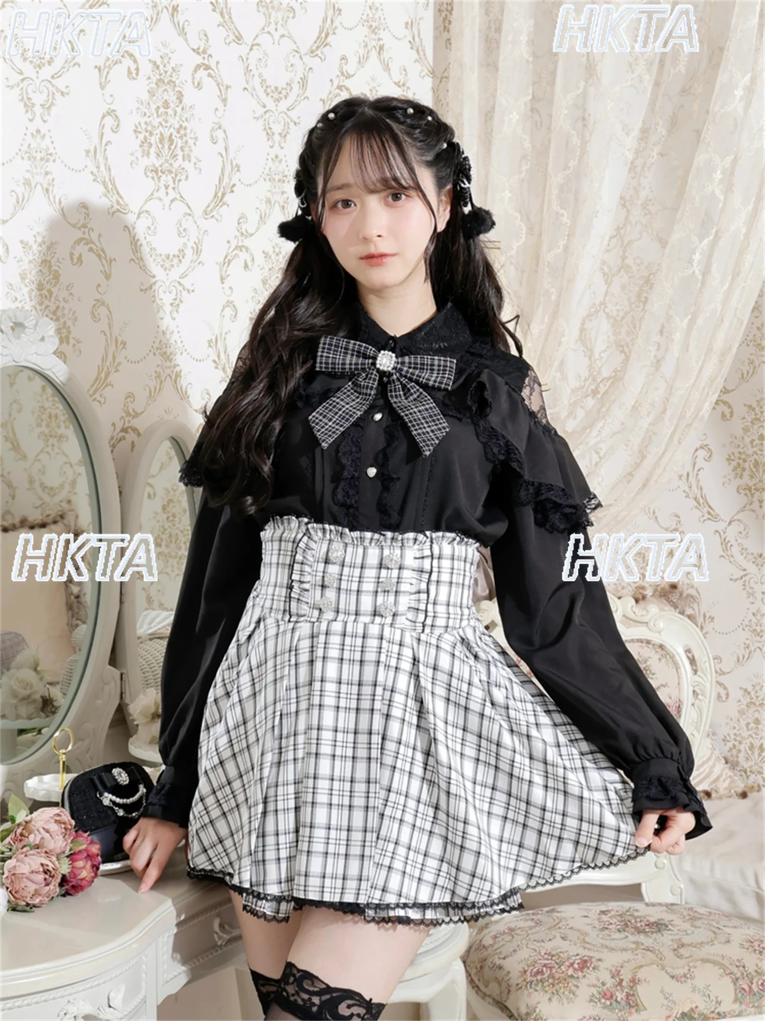 

Новая милая кружевная кавайная розовая рубашка в японском стиле для женщин и девочек, блузка с длинными рукавами и бантом, осенний новый топ Camisas