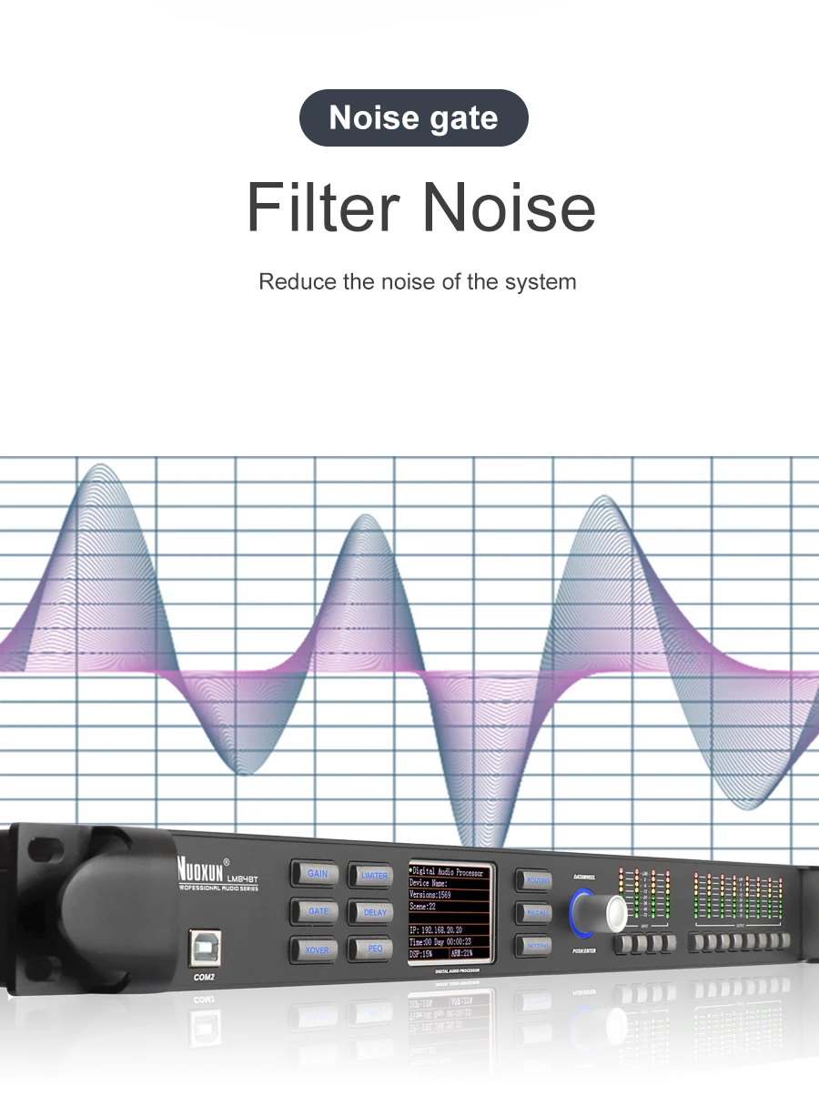 Prosesor Audio DSP 96K Profesional Manajemen Speaker 4x8 4 Input 8 Keluar Prosesor Audio Digital