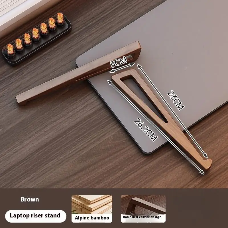 Wooden Laptop Stand - Adjustable Ergonomic 12° Angle With Cooling Design For Notebook Tablet