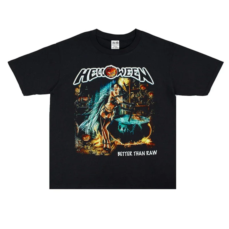 

Short-sleeved T-shirt for men and women leisure brand high quality printed with the German Heavy Metal Rock band Helloween