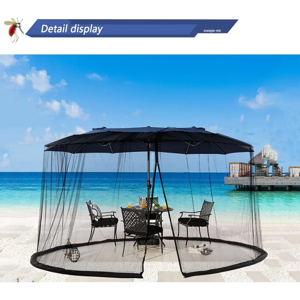 شبكة ناموسية بطول 15 قدم لمظلة الفناء، شبكة مظلة للفناء مزدوجة الجوانب ومراقبة 10 × 10 قدم (أسود) سريعة، توصيل مجاني
