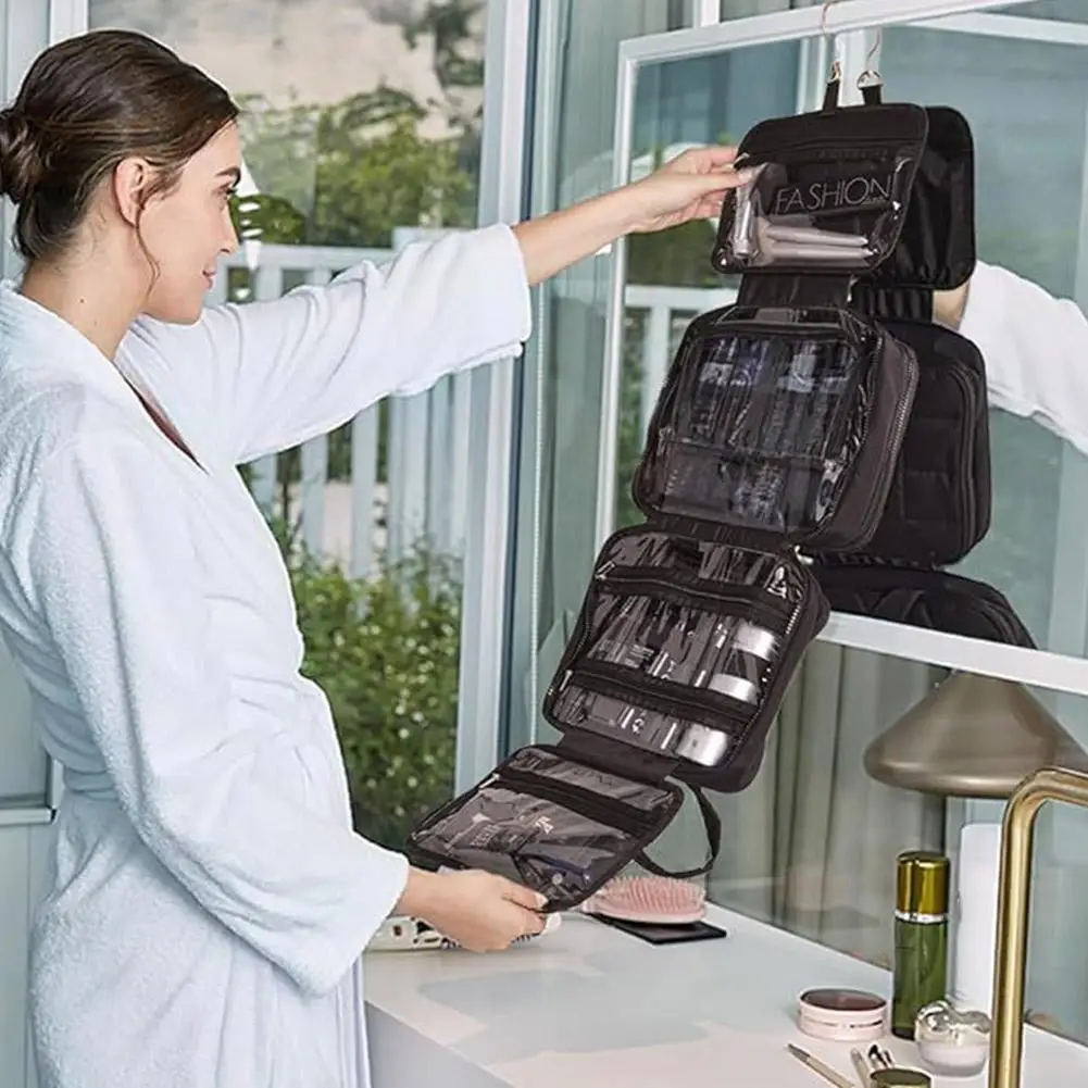 خريف جديد طوي منقوشة حقيبة مستحضرات تجميل معلقة أدوات الزينة المنظم مقاوم للماء حقيبة مستحضرات التجميل تخزين الحمام السفر #2