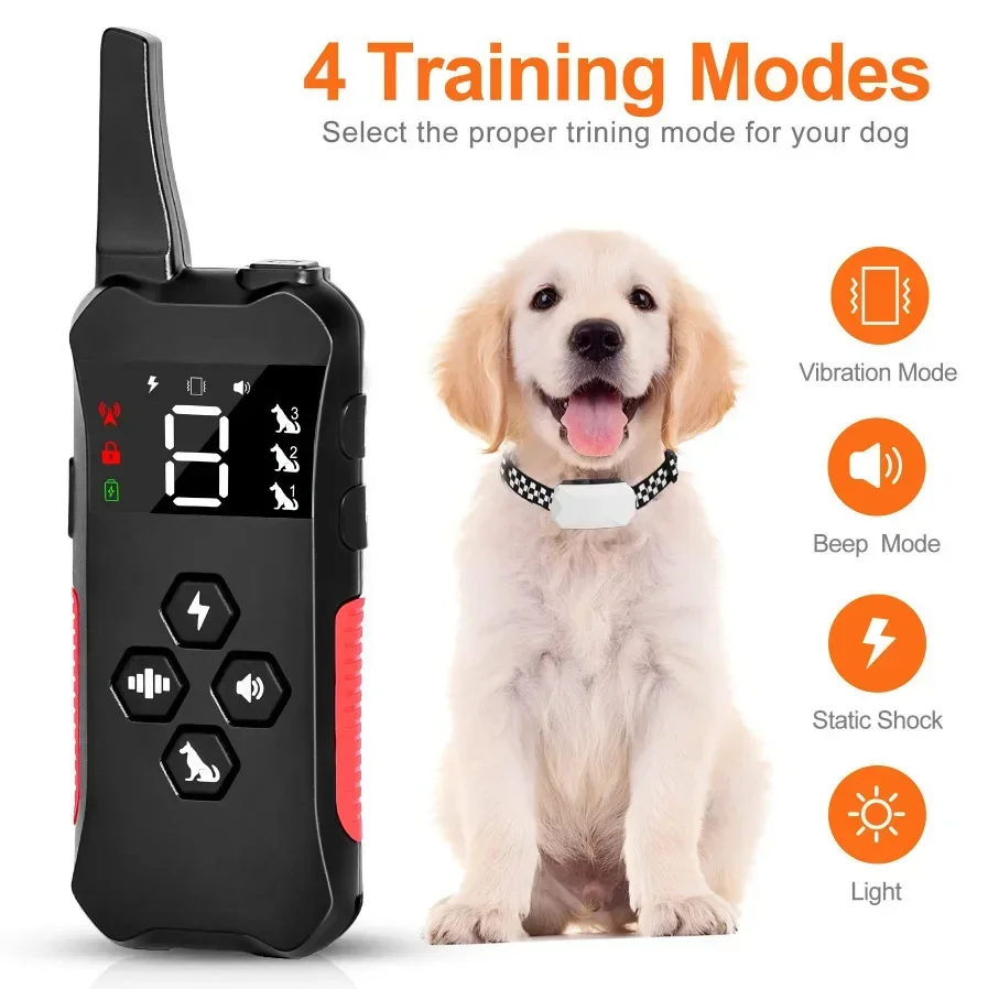 

Electric Dog Training Collar, 800 Remote Control Pet Waterproof LCD Display Dog Trainer Bark Stopper for Shock Vibration Sound