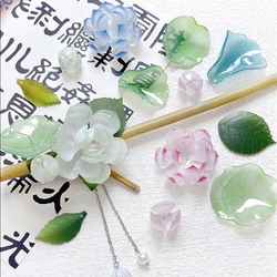 6pcs Antique Style Summer Lotus Leaf Piece Perforated Pendant Diy Handmade Accessories Hairpin Headwear Accessories