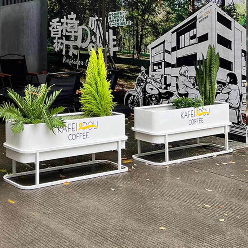 Outdoor stainless steel wrought iron municipal flower box planting box outdoor milk tea shop pendulum partition fence