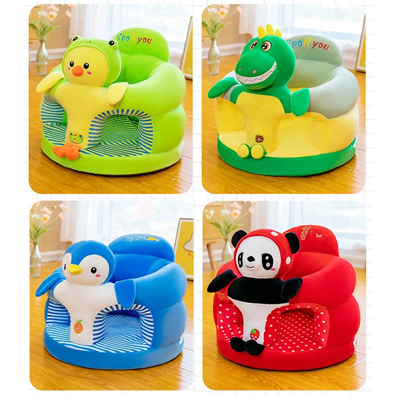 1Pc Baby Learning Sitting Seat Sofa Cover Cartoon Case Plush Support Chair Toys(Just Sitting Chair Cover,without filling sponge）