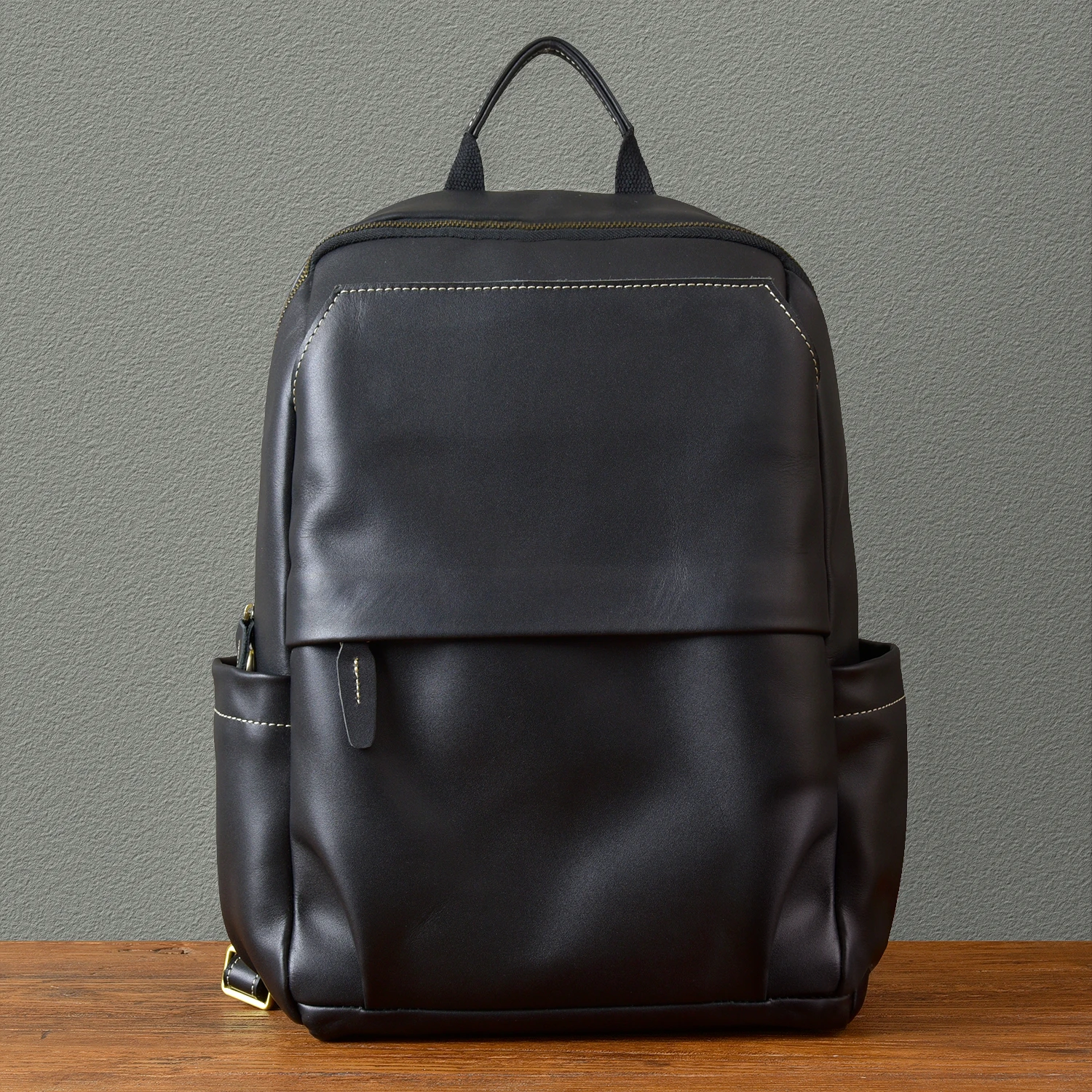 fashion casual high quality genuine leather men black backpack outdoor travel luxury handmade real cow leather women schoolbag