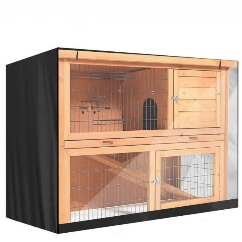 

Double-layer rabbit shrouded in winter windproof and waterproof black cover rectangular outdoor rabbit shrouded in guinea