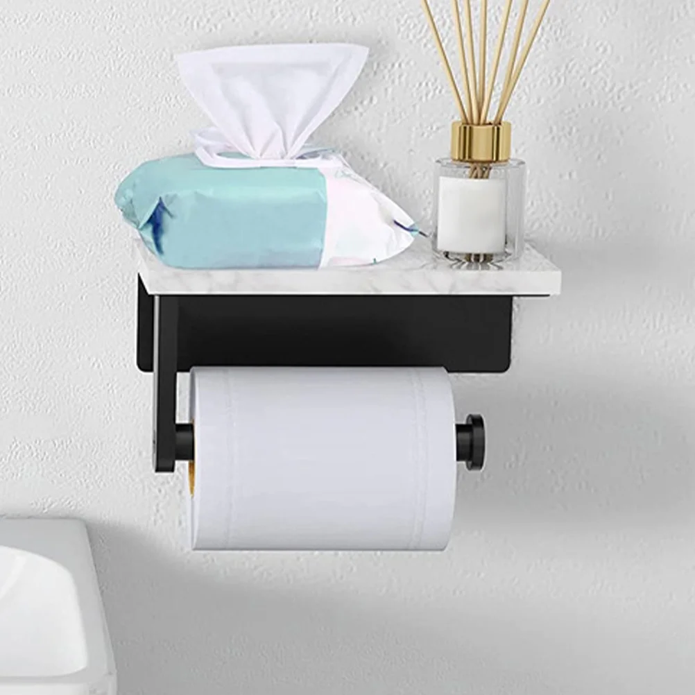 

Wall-Mounted Stainless Steel Marble Toilet Paper Holder Bathroom Accessory Roll Paper Hanger Multipurpose Storage Modern Stylish