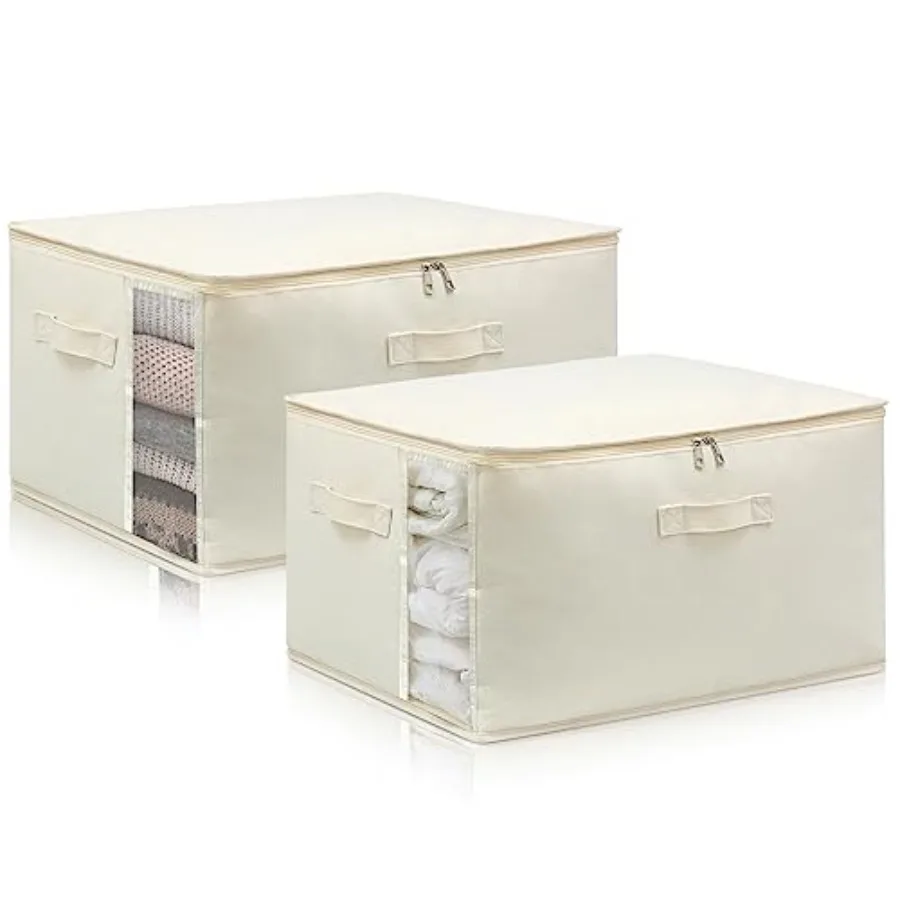 

Полотняные сумки-органайзеры для одеял и одежды, контейнеры для хранения в шкафу с прочной молнией, прозрачные W