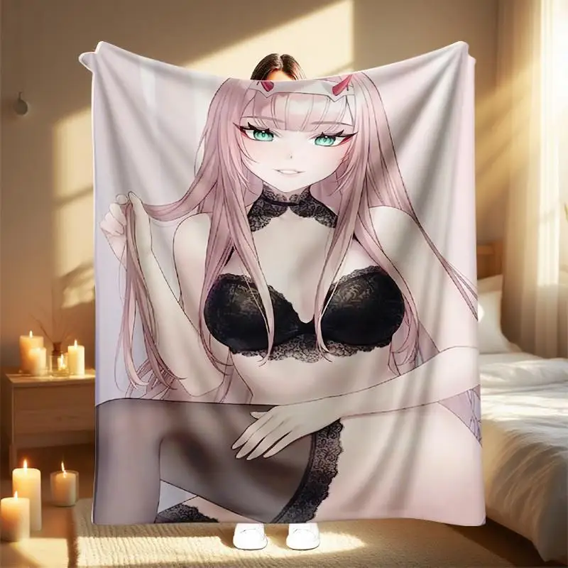 Sexually charged anime characters Flannel printed blanket suitable for all seasons suitable for living room office sofa travel
