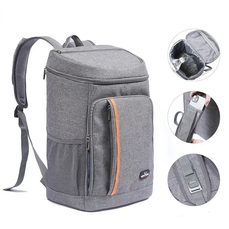 

24L Outdoor Thermal Picnic Bag Cooler Backpack Insulated Lunch Bag Camping Food Drink Refrigerator Bag Leakproof Travel Backpack