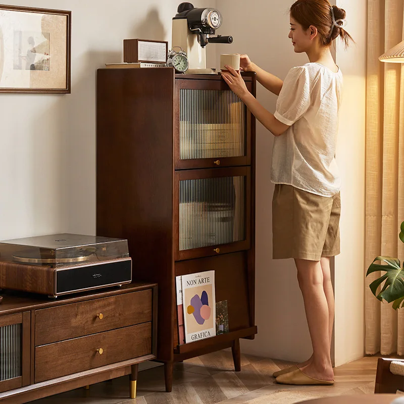 Solid wood TV cabinet Side cabinet Storage Locker High TV Living room vertical Bucket Corner