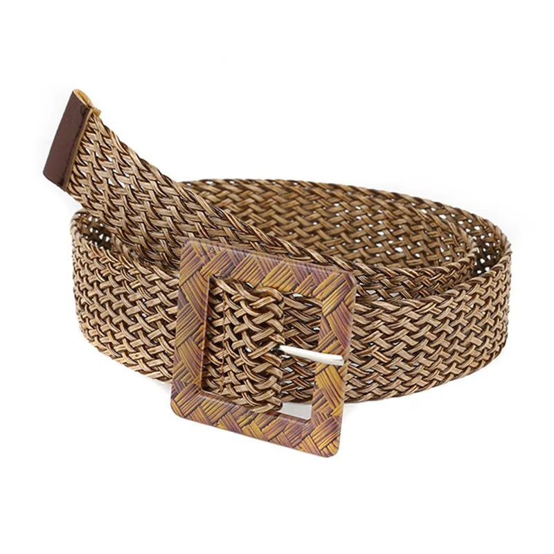 

2024 Fashion Straw Belt Women Braided Waist One Size Female Belts for Women 2023 Woven Buckle Boho Wide Cummerbunds Braid Belt