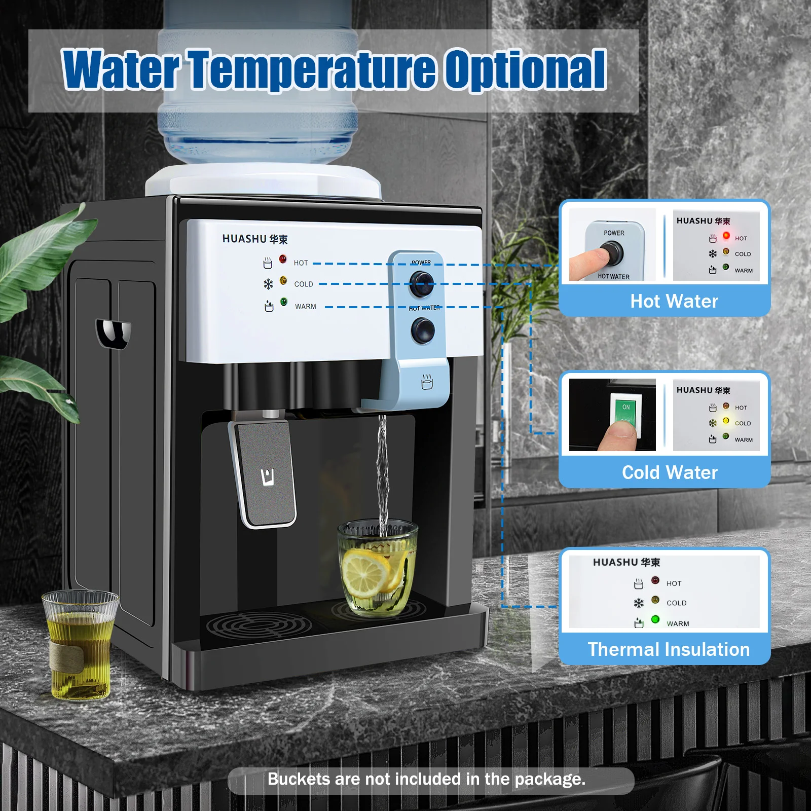 

5Gal Countertop Water Cooler Dispenser Top Loading Drinking Machine Hot/Ice/Cold for Office Bedroom