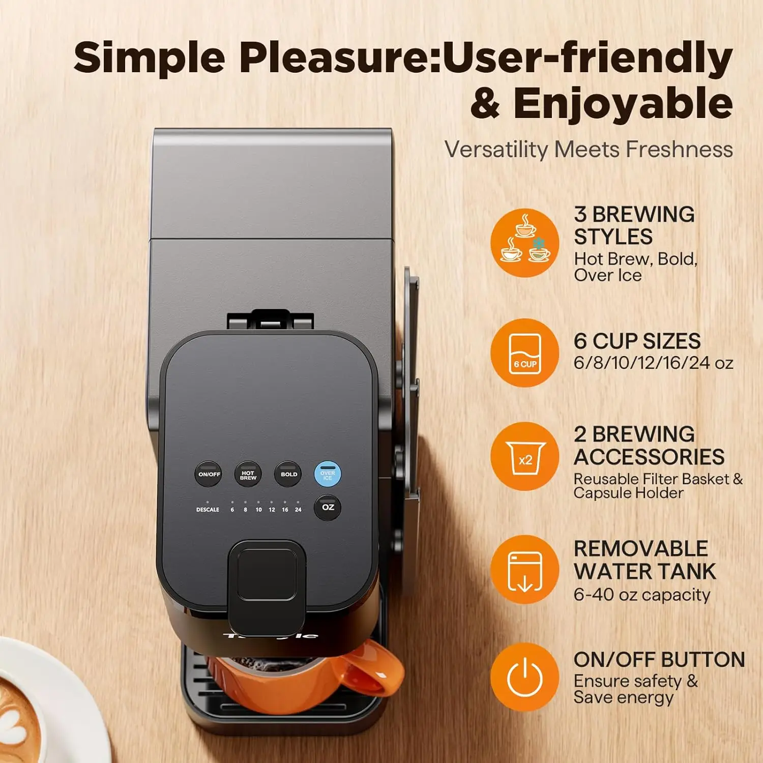 Cafetera caliente y helada con organizador magnético K-Pod (alimentos no incluidos), almacena 10 cápsulas, cafetera de 4-5 tazas y una sola porción