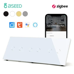 BSEED Zigbee Light Switches Triple 1/2/3Gang Wireless Smart Wall Switches Touch Switch ZigBee Smart Life Tuya Google Alexa