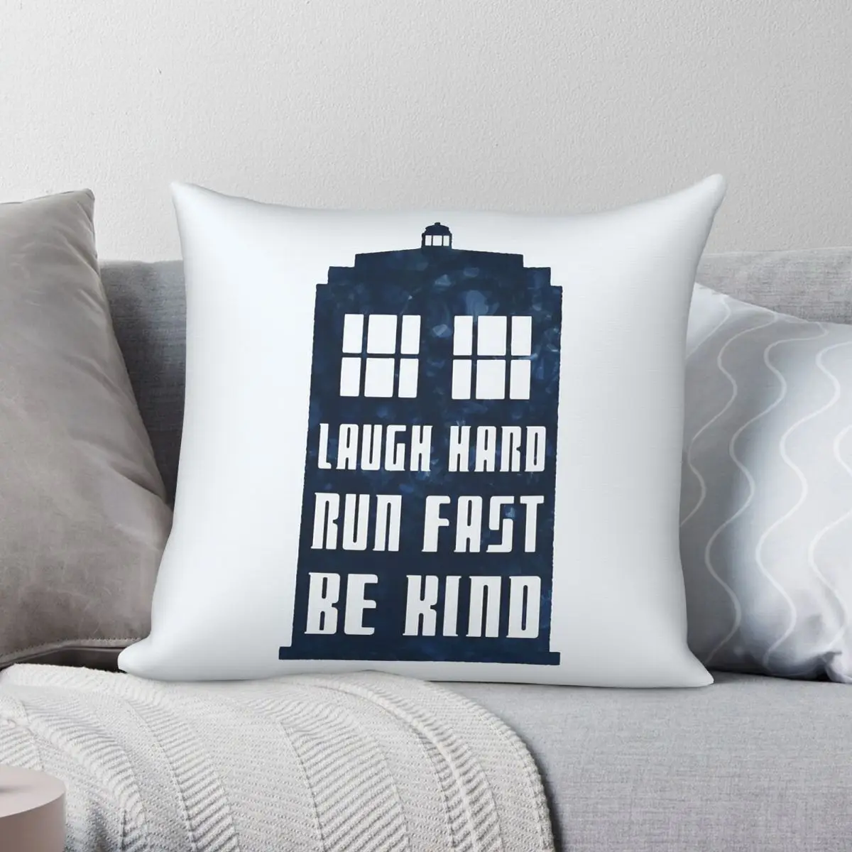 Laugh Hard Run Fast Be Kind Pillowcase Polyester Linen Velvet Printed Zip Decor Home Cushion Cover 45x45