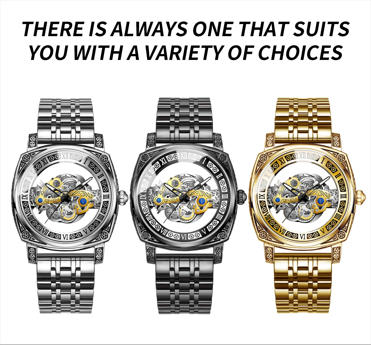 BINBOND New 432 Men's Quartz Watch Tourbillon Men's Fully Automatic Luminous Hollow Watch Fashion Non Mechanical Watch